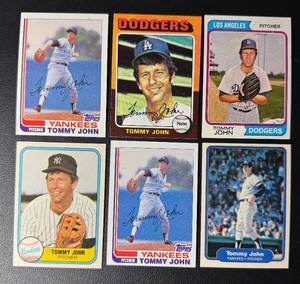 lot 312 image: Tommy John 6 Card Vintage Baseball Lot