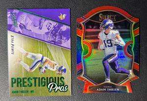 lot 262 image: Adam Thielen 2 Card Numbered and Die Cut Minnesota Vikings Football Lot