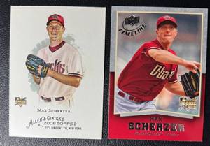 lot 266 image: Max Scherzer 2 RC Rookie Baseball Card Lot