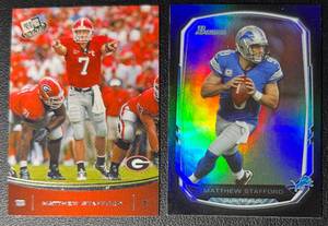 lot 268 image: Matthew Stafford 2 Card Lot w  Rookie Card