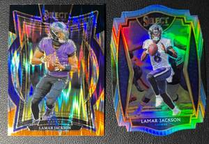 lot 275 image: LaMar Jackson 2 Card Football Lot w Die Cut