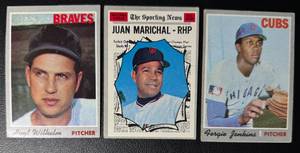 lot 283 image: 1970 Topps 3 Card Star Lot - Wilhelm, Marichal, Jenkins - Vintage Baseball