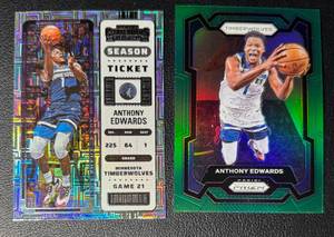lot 284 image: Anthony Edwards 2 Card Minnesota Timberwolves Basketball Lot