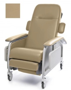 lot 17 image: MSRP $2500 GrahamField Lumex Deluxe Clinical Care Recliner Dialysis Infusion Oncology &amp Recovery Room Mobile Chair  Comfortable, heavyduty wdrop arms, integrated footrest, flush side tables &amp locking casters. 350lb Cap. Like New