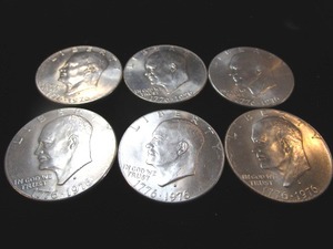 lot 51 image: Six Eisenhower Dollar Coins