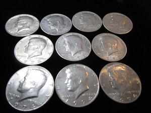 lot 55 image: Ten Kennedy Half Dollars