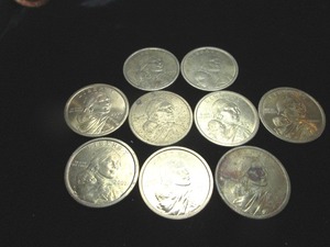 lot 60 image: Nine Sacagawea Dollar Coins