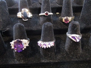lot 307 image: Six Costume Rings - One Sterling