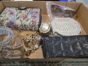 lot 364 image: Trinket Box, Belts, Beaded Bag