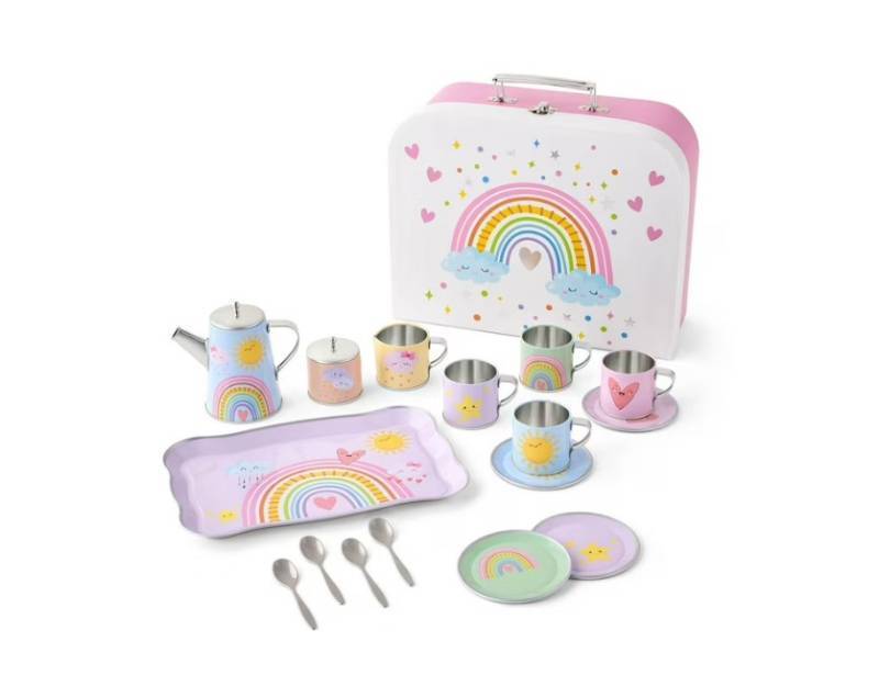 NEW Members Mark Rainbow Tin Tea Set, 18 Piece