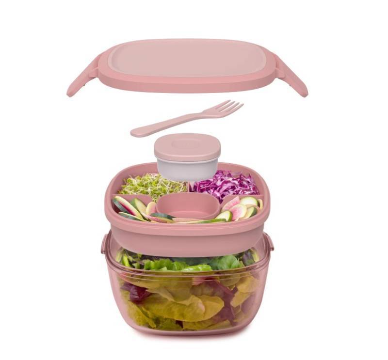 NEW Bentgo All-in-One Tinted Glass Salad Container - Blush Pink