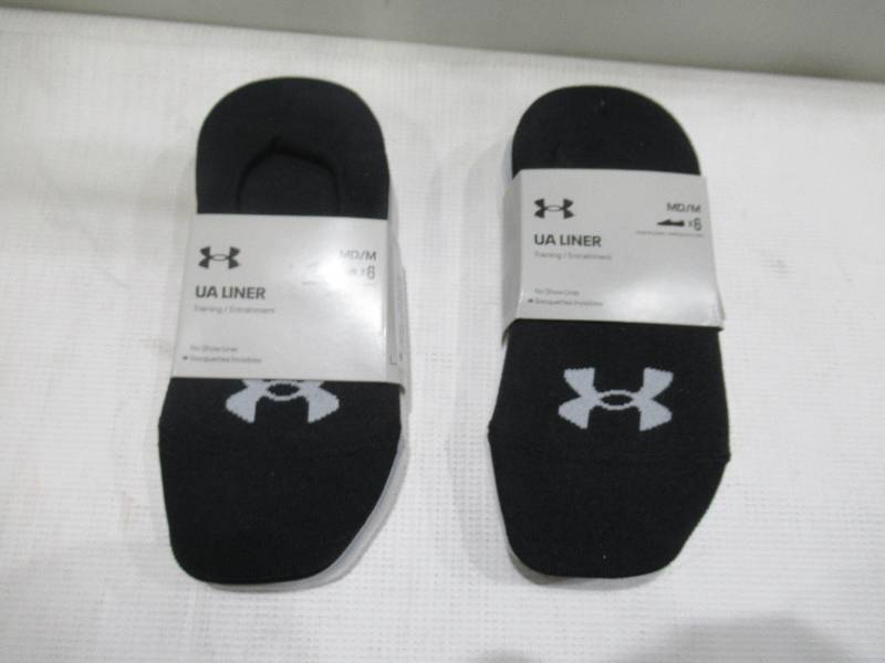 NEW Under Armour Womens UA Breathable Liner No Slip No Show Socks, 6 Pairs - BlackWhiteGray