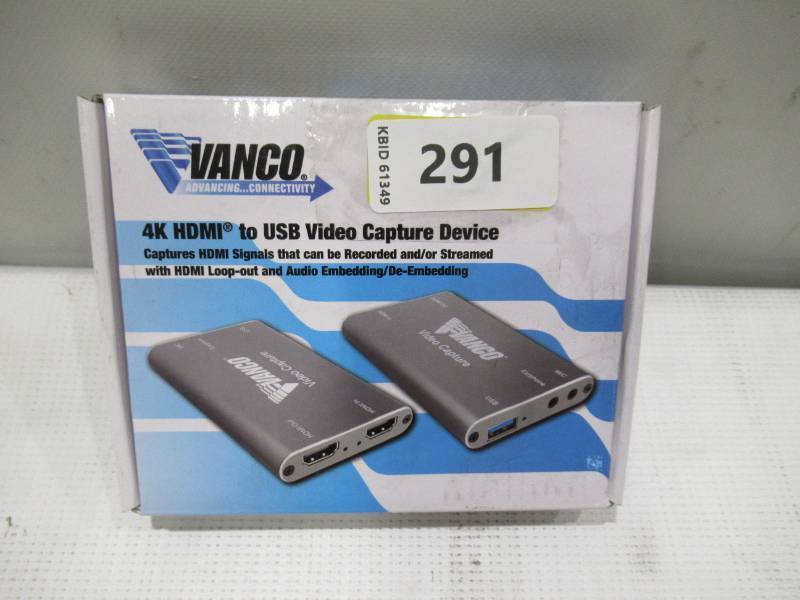 Vanco CAPT4K1 4K HDMI to USB Capture with Audio Embedding  De-Embedding - GRAY
