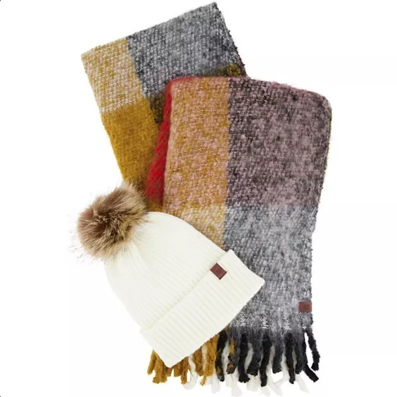 NEW Lucky Brand Ladies Hat and Scarf Set - Cream OS