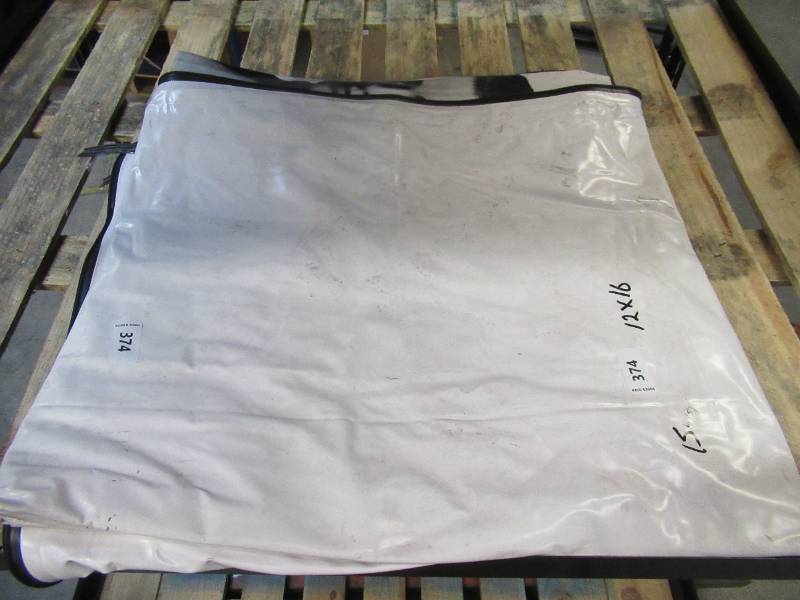 12 x 16 18 oz. Black Vinyl Tarp w Advertisement  Reused Billboard  15 mil Heavyweight Duty - A Grade