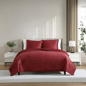 NEW Lenox 3-Piece Quilt Set, KING - RED