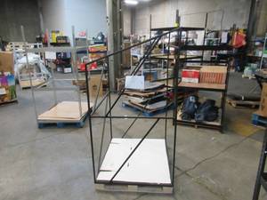 Welded Black Metal Frame Built to Fit Onto Pallets with Angled Roof - Perfect for Projects