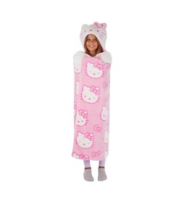 NEW Kids Plush Hooded Throw with Faux Fur Lining, 40 x 50 - Hello Kitty