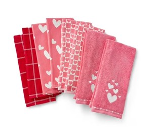 NEW Members Mark 8-Piece Kitchen Towel Set, Hearts
