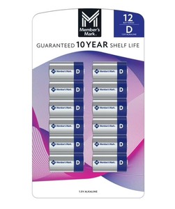 NEW Members Mark D Alkaline Batteries, 12 pack