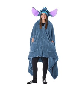 NEW Adult Licensed 43 x 81 Hooded Blanket - Disneys Stitch