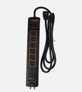 NEW Monster Power Gold 600 6-Outlet2-USB Surge Protector Strip - Black 6 ft Cord