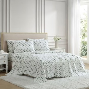 NEW Lenox Holiday Flannel Sheet Set - Pine Trees Green - KING