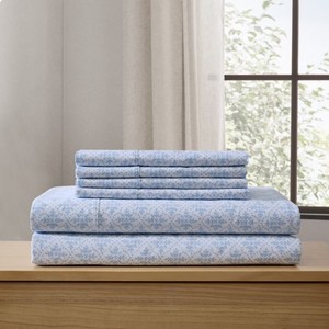 NEW Members Mark Soft Washed Sheet Set - Aria Diamond Blue - KING