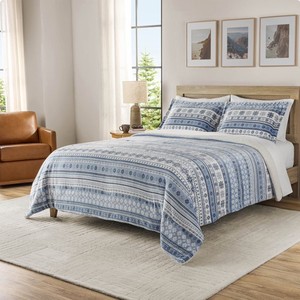 NEW Members Mark 3-Piece Printed Plush Comforter Sets - FULLQUEEN - Snowflakes