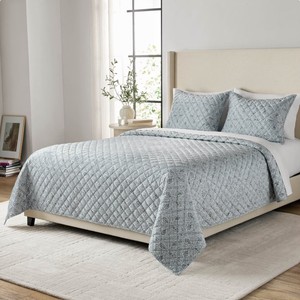 NEW Members Mark 3-Piece Printed Velvet Quilt Sets - KING - Gray