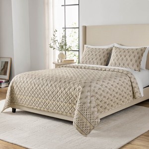 NEW Members Mark 3-Piece Printed Velvet Quilt Sets - KING - Taupe