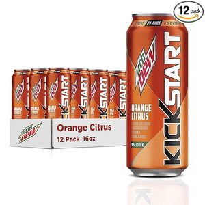 NEW 12 Pack of 16 oz. Mountain Dew Kickstart Orange Citrus - BB 0226