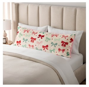 NEW Members Mark Plush Body Pillow, 52 x 20 - Holiday Bows