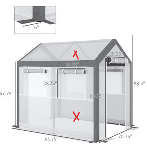 lot 56 image: Outsunny 8 L x 6 W x 7 H Outdoor Walk-In Tunnel Greenhouse with Roll-up Windows, 2 Zippered Doors, & Weather Cover (Missing Cover, Only Poles)