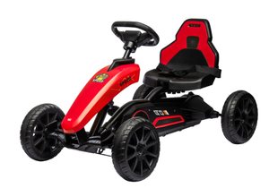 lot 62 image: Aosom Kids Pedal Go Kart w Swing Axle, Shock-Absorbing Wheels, Red (Missing Hardware)