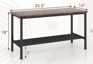 lot 71 image: Costway Rustic Dining Bench (Attempted To Assemble, Maybe Missing Hardware)