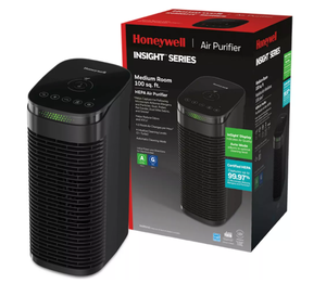 lot 94 image: Honeywell InSight HEPA Air Purifier for Medium Rooms (100 sq. ft.) HPA080B Black 4 Settings, Filter Change Indicator, Timer
