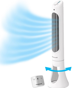 lot 404 image: Honeywell QuietSet 5 Speed Oscillating Tower Fan White HYF260 Standing Floor Fan, Quiet Cooling, Programmable Timer