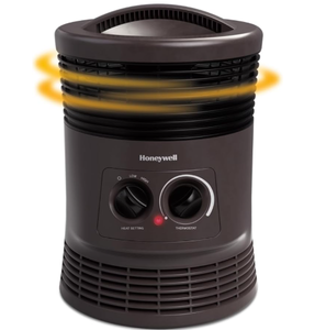 lot 408 image: Honeywell HHF360B 360 Degree Surround Fan Forced Heater with Surround Heat Output Charcoal Grey Energy Efficient Portable Heater with Adjustable Thermostat & 2 Heat Settings, Small