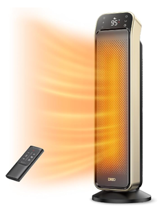 lot 80 image: DREO Space Heater Indoor, 25 11.5fts Fast Portable Room Heater with Remote and Thermostat, 3 Modes, Overheating & Tip-Over Protection, Electric Heaters for Indoor Use Large Room, Bedroom, Gold