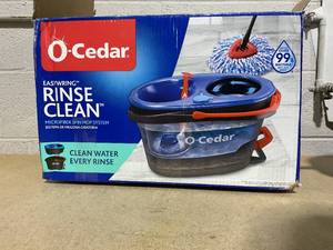 lot 229 image: O-Cedar RinseClean Spin Mop and Bucket System, Clean with Clean Water, Removes 99% of Bacteria (Used)