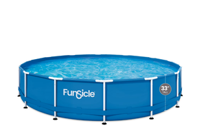 lot 86 image: Funsicle 14ft Activity Above Ground Metal Frame Swimming Pool, Includes SkimmerPlus Pump & Cartridge, Round, Age 6 & up