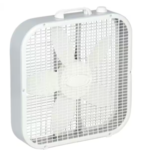 lot 349 image: Lasko 20 in. 3 Speed Box Fan in White for Bedrooms, Living Rooms, Garages with Save Smart Technology, 1800 CFM, Carry Handle