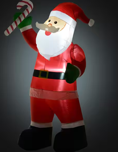 lot 131 image: HOMCOM 8 ft. Pre-Lit LED Santa Claus with Candy Cane Christmas Inflatable