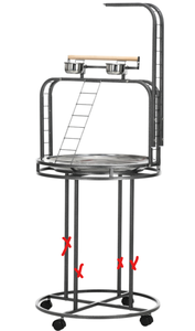 lot 133 image: PawHut Parrot Stand Large Bird Perch Stand with Toy Hook & 3 Ladders, Parrot Perch, Bird Wooden Stand, Gray (Missing Part D)