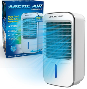 lot 360 image: Arctic Air Turbo Chill XL Evaporative Air Cooler, Lightweight & Whisper Quiet, 3-Speed Cooling Fan with Mist Control, Oscillating & Adjustable Grill, Quick View Water Level