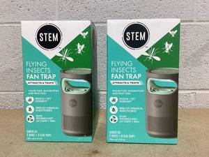 lot 374 image: LOt of 2 STEM Flying Insect Fan Trap for Indoor Bug Control, Plug-In Fan with UV Light, Starter Kit Includes 1 Device and 5 Glue Traps