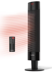 lot 375 image: Lasko Ceramic Pedestal Heater with Remote Control 1500W, Adjustable Thermostat, Portable, LED Display, ETL Listed