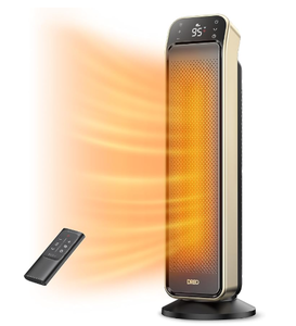 lot 161 image: DREO Space Heater Indoor, 25 11.5fts Fast Portable Room Heater with Remote and Thermostat, 3 Modes, Overheating & Tip-Over Protection, Electric Heaters for Indoor Use Large Room, Bedroom, Gold