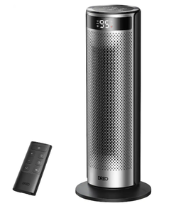 lot 162 image: Dreo - 20 Portable Ceramic Space Heater for Home, 70° Oscillation, 12H Timer and Thermostat, 3 Heat Levels, Solaris 628 - Silver